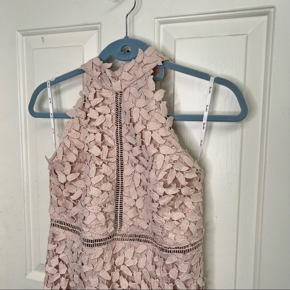 Bardot Halter Light Pink Lace Midi Dress - Picture 4 of 10